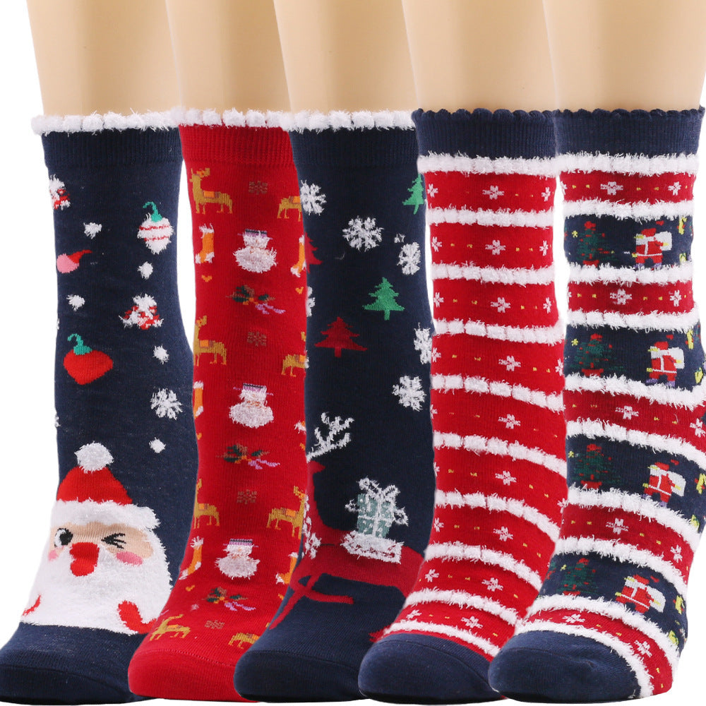 Ruffle Santa Christmas Socks