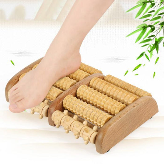 Dual Wooden Foot Massager Roller Relieves Plantar Fasciitis Heel Arch Pain Stress Relief