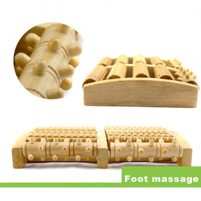 Dual Wooden Foot Massager Roller Relieves Plantar Fasciitis Heel Arch Pain Stress Relief