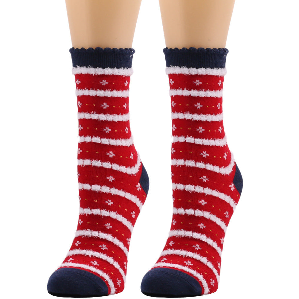 Ruffle Santa Christmas Socks