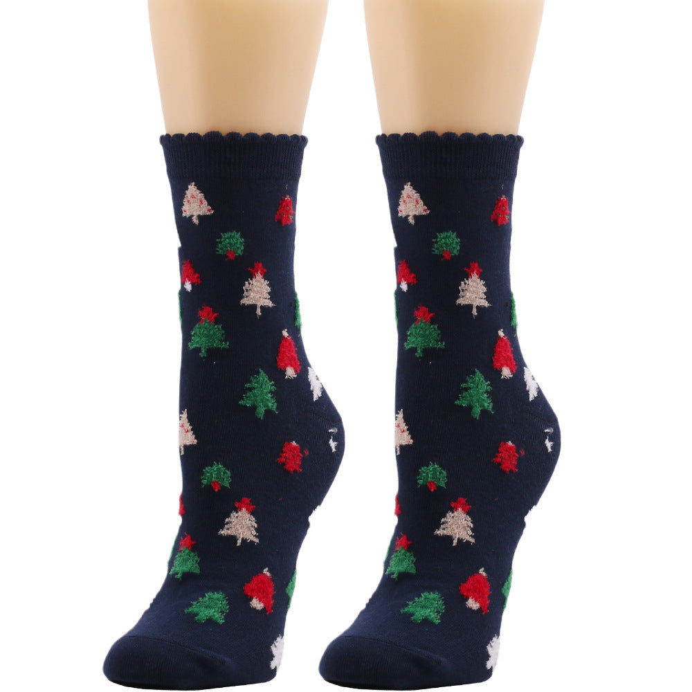 Ruffle Santa Christmas Socks