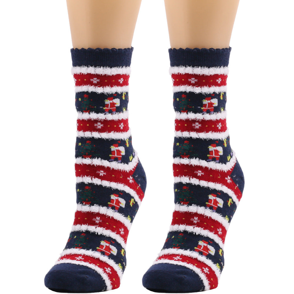 Ruffle Santa Christmas Socks