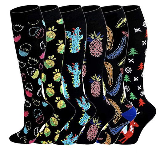 Fun Print Cycling Socks, Sports Compression Socks, Mixable Compression Socks