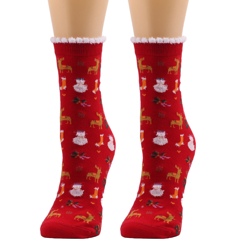 Ruffle Santa Christmas Socks