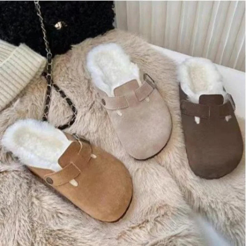 Fluffy Fur Clog Slippers for Women