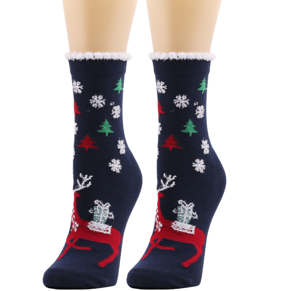 Ruffle Santa Christmas Socks