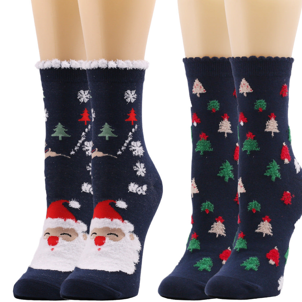 Ruffle Santa Christmas Socks