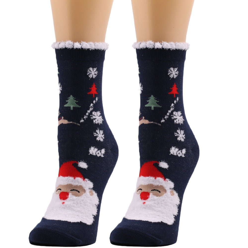 Ruffle Santa Christmas Socks