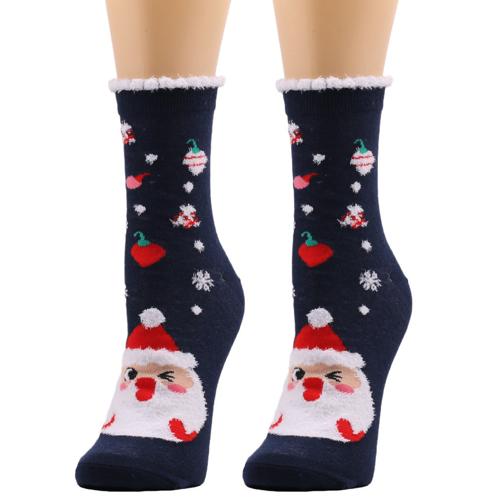 Ruffle Santa Christmas Socks